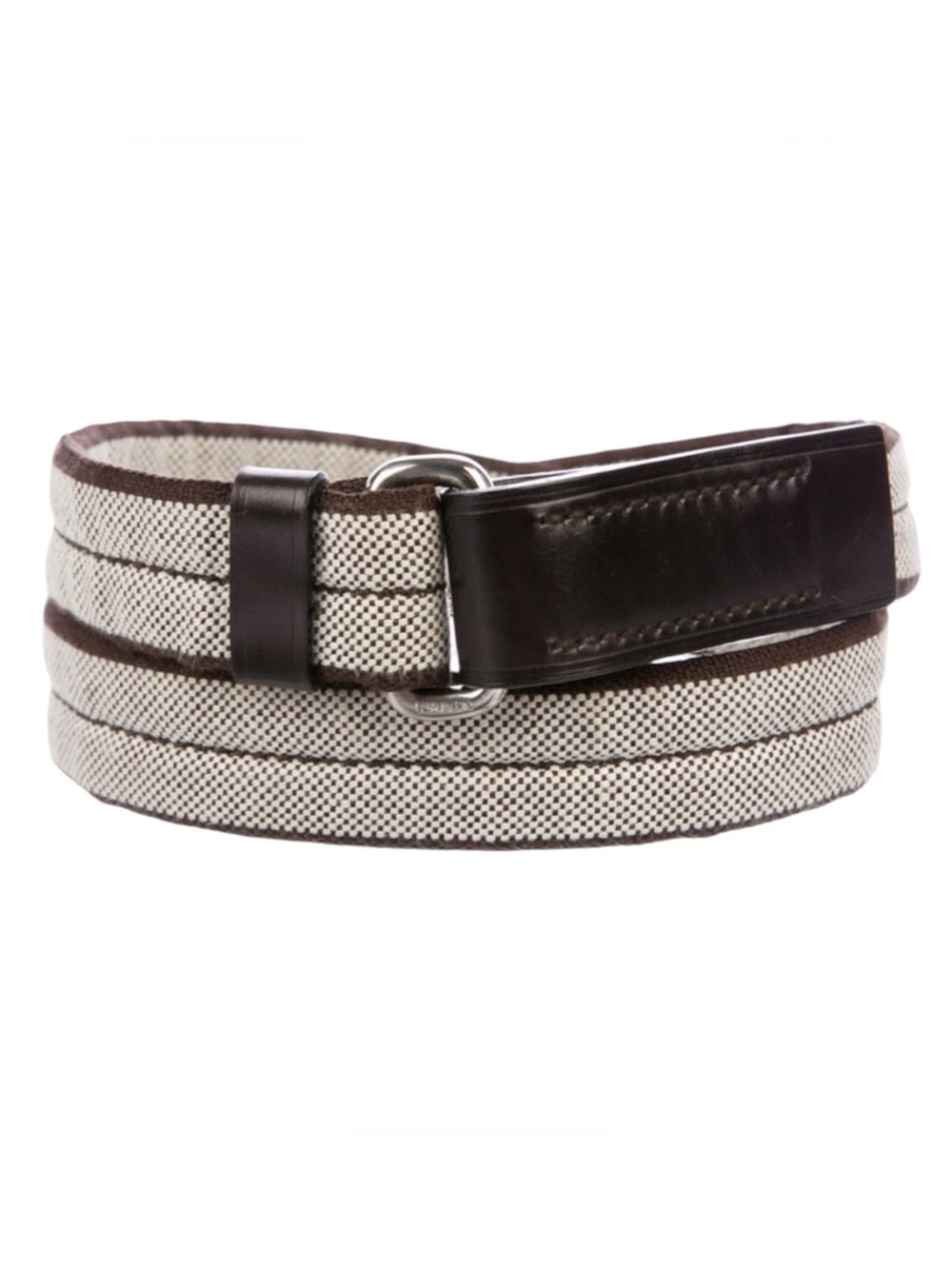 PRADA WOVEN CHOCOLATE BROWN TAN Vintage BELT